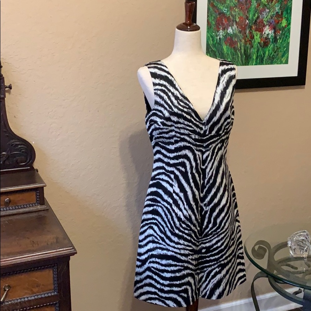 Michael Kors Black and White Zebra Print Dress.
